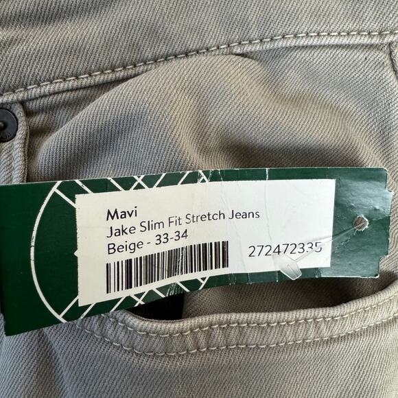 Mavi Jake Slim Leg Beige Denim Jeans US Men's 33x34 - Picture 5 of 9